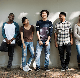 Students by Wall